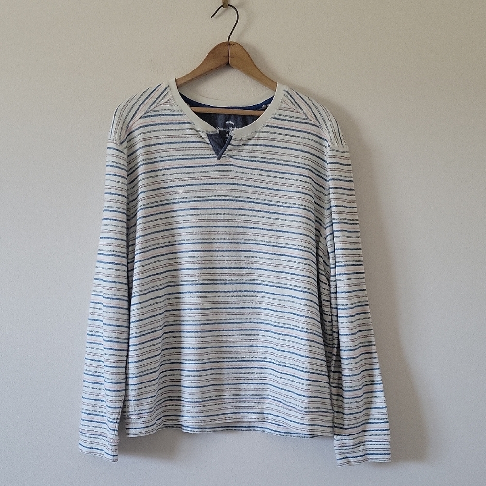 Tommy Bahama Horizon Beach Stripe Abaco Crew‎ Cotton Sweatshirt Size XL